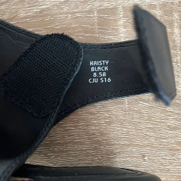 Earth Black Leather Peep-Toe Ankle Boots - Picture 6 of 6